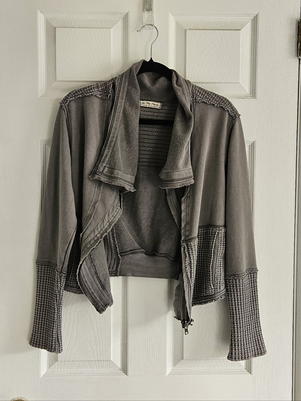 Free People Charcoal Textured Zip-Front Jacket Moto Xs - Picture 2 of 5